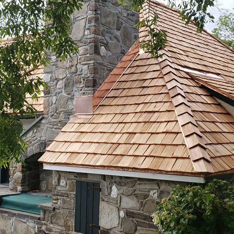 Weathered cedar shake roof on a Hill Country home